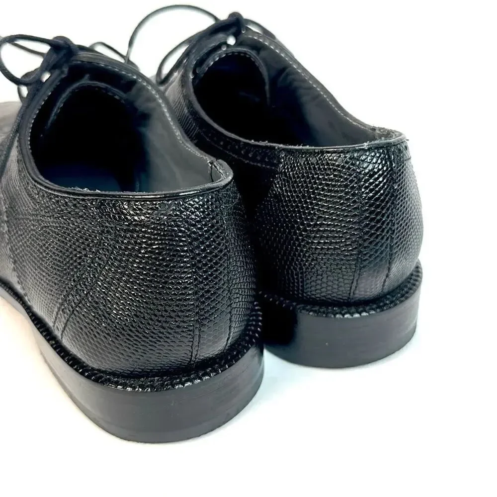 David X Genuine Lizard and Ostrich Men's Dress Shoes Black Size 9.5